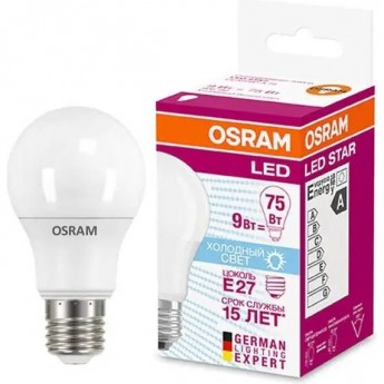 Лампа светодиодная LED OSRAM STAR Classic A 75 8.5W/840 8.5Вт 4000К E27 806лм 220-240В Лампа светодиодная LED OSRAM STAR Classic A 75 8.5W/840 8.5Вт 4000К E27 806лм 220-240В