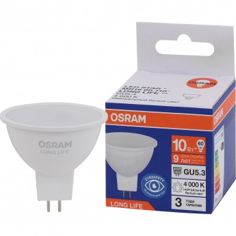 Лампа светодиодная OSRAM LED 10Вт GU5.3 4000К 800Лм спот 220В Лампа светодиодная OSRAM LED 10Вт GU5.3 4000К 800Лм спот 220В