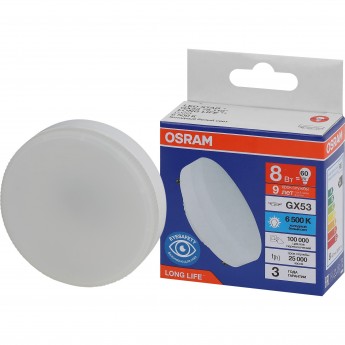 Лампа светодиодная OSRAM LED 8Вт GX53 6500К 640Лм спот 220В Лампа светодиодная OSRAM LED 8Вт GX53 6500К 640Лм спот 220В
