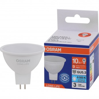 Лампа светодиодная OSRAM LONG LIFE LED 10Вт GU5.3 6500К 800Лм спот 220В (замена 75Вт) Лампа светодиодная OSRAM LONG LIFE LED 10Вт GU5.3 6500К 800Лм спот 220В (замена 75Вт)